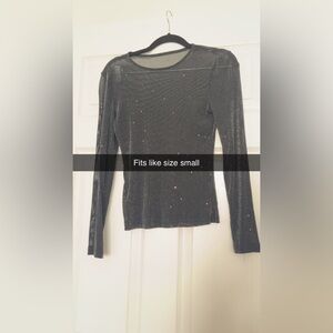 Elegant Black Glitter Long Sleeve Top
